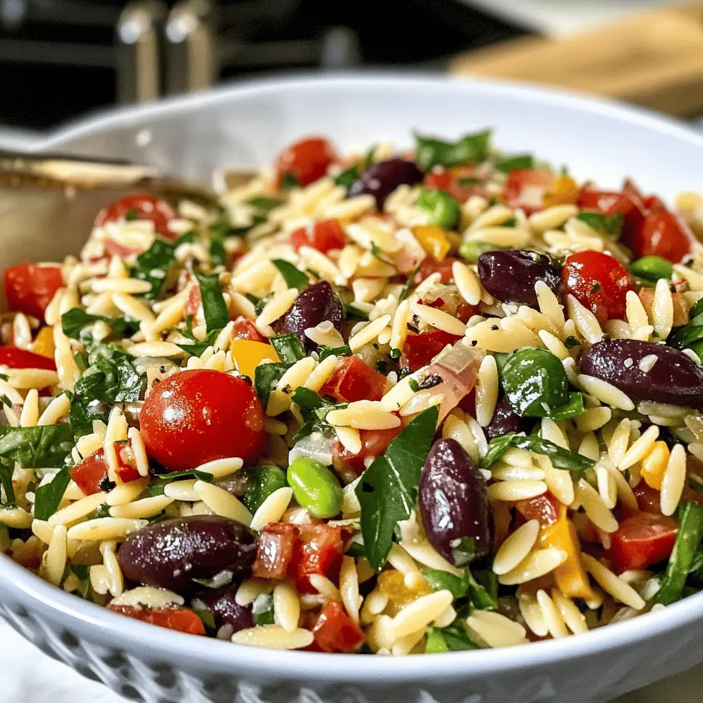 This vibrant Mediterranean Orzo Salad is ready in just 10 minutes! Packed with fresh veggies, tangy feta, and herbs, it's a delightful mix of flavors that brings the taste of the Mediterranean to your table. Perfect as a light lunch, side dish, or picnic option. Save this easy recipe to enjoy healthy, delicious meals anytime!