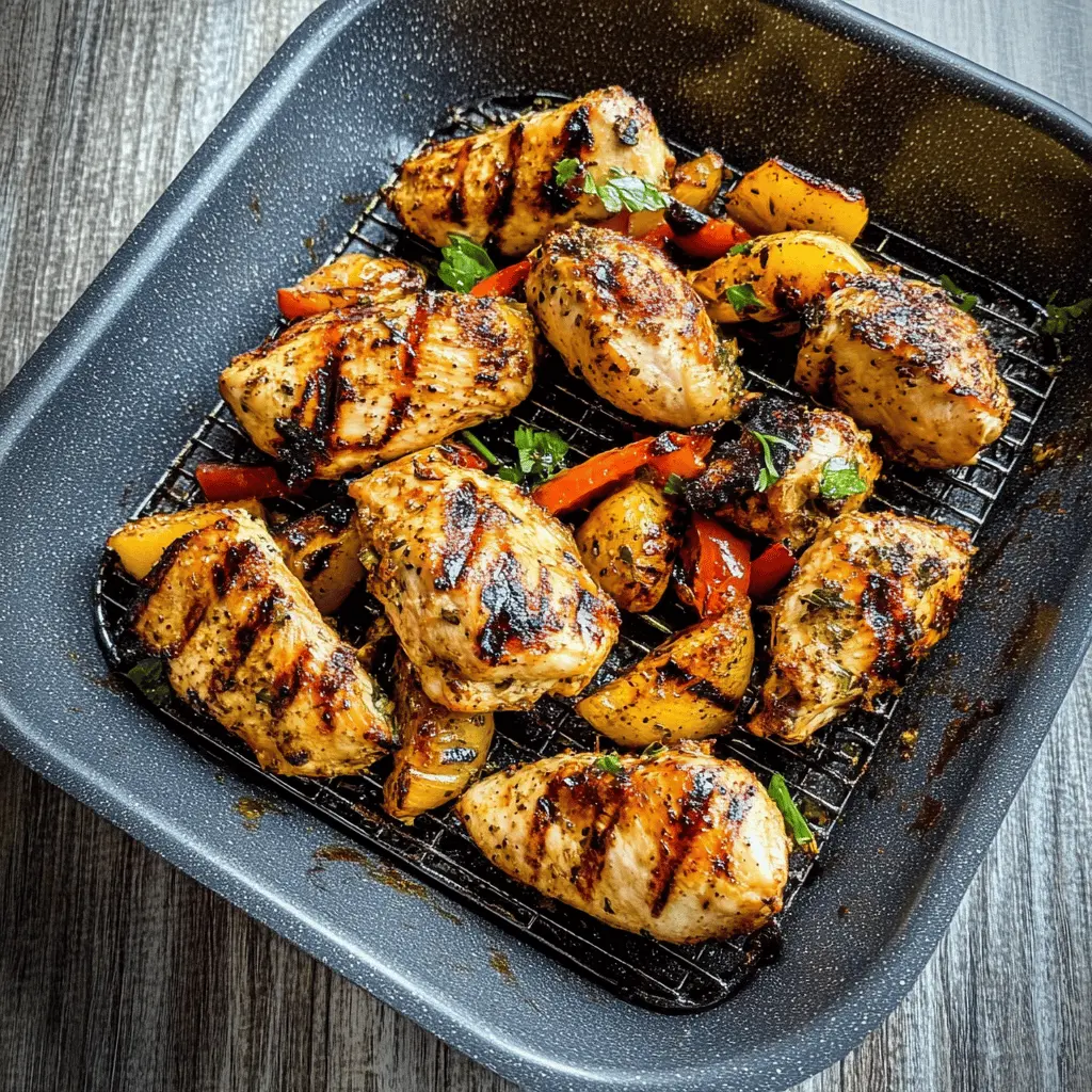 Enjoy juicy and tender Air Fryer Grilled Chicken that's packed with flavor! This quick and easy recipe features a delicious marinade that gives your chicken a mouthwatering taste while keeping it healthy. Perfect for a weeknight dinner or a weekend barbecue. Save this for a simple yet satisfying meal that everyone will love!