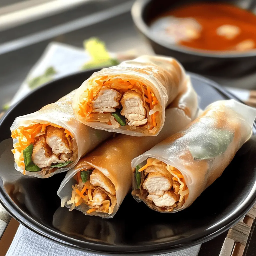 Crispy Chicken Spring Rolls are the perfect blend of savory chicken, crisp veggies, and flavorful spices all wrapped in a golden shell! They're not just tasty but also great for parties, dinners, or quick snacks. Save this recipe to impress your friends and family with your cooking skills! You'll love how easy they are to make!