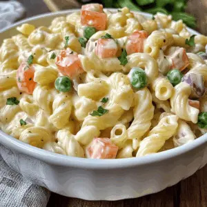 This creamy pasta salad is a deliciously easy dish that combines tender pasta, fresh veggies, and a rich, tangy dressing. Perfect for picnics or potlucks, it’s a crowd-pleaser that pairs well with any meal. Save this recipe to enjoy a delightful side dish at your next gathering or family dinner!