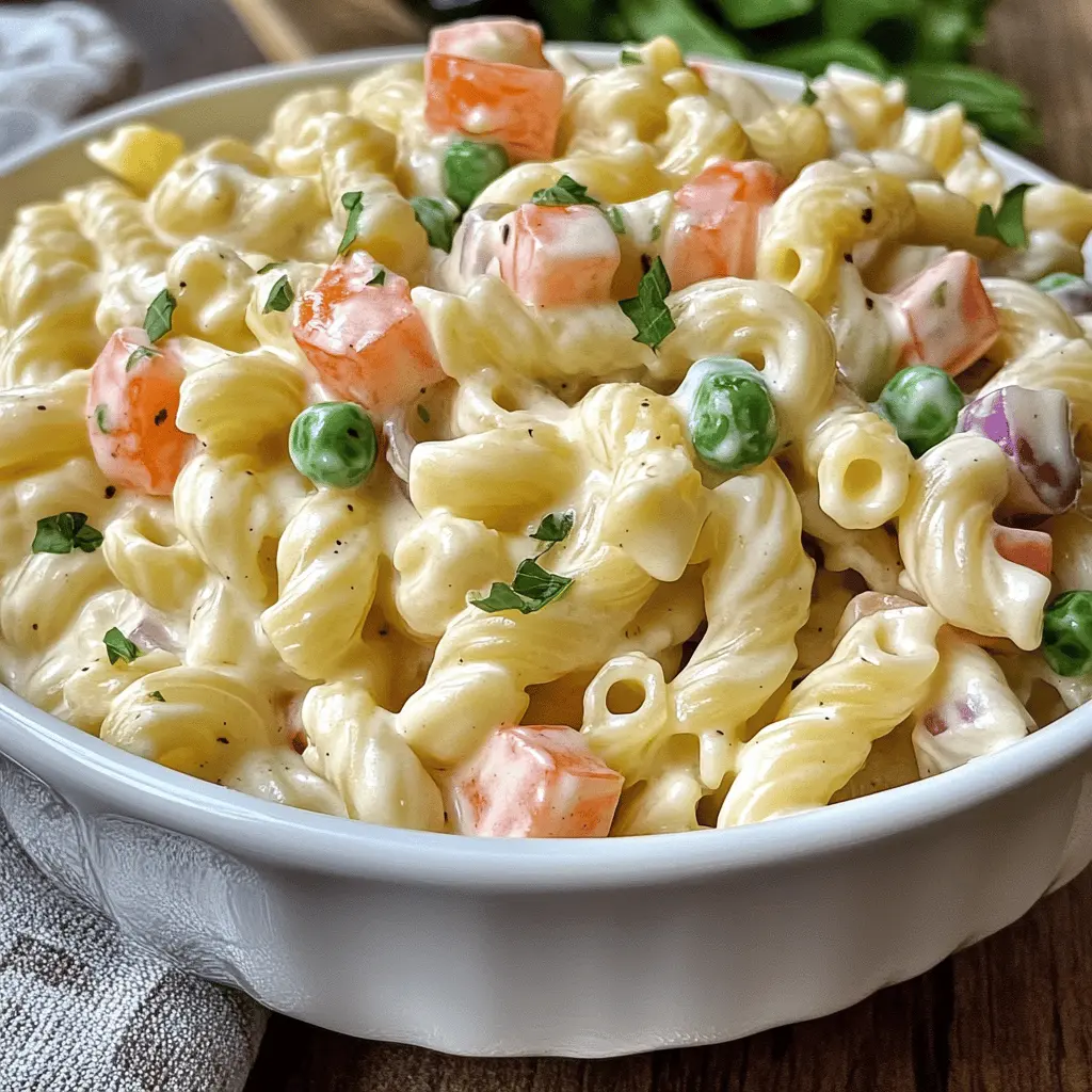 This creamy pasta salad is a deliciously easy dish that combines tender pasta, fresh veggies, and a rich, tangy dressing. Perfect for picnics or potlucks, it’s a crowd-pleaser that pairs well with any meal. Save this recipe to enjoy a delightful side dish at your next gathering or family dinner!