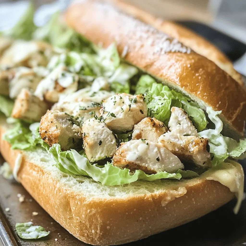 Get ready for a tasty treat with this Garlic Bread Chicken Caesar Sandwich! Juicy grilled chicken is layered with crisp romaine lettuce and topped with creamy Caesar dressing, all tucked inside warm, buttery garlic bread. Perfect for a quick lunch or dinner. Don't forget to save this recipe for your next family meal or game day gathering!