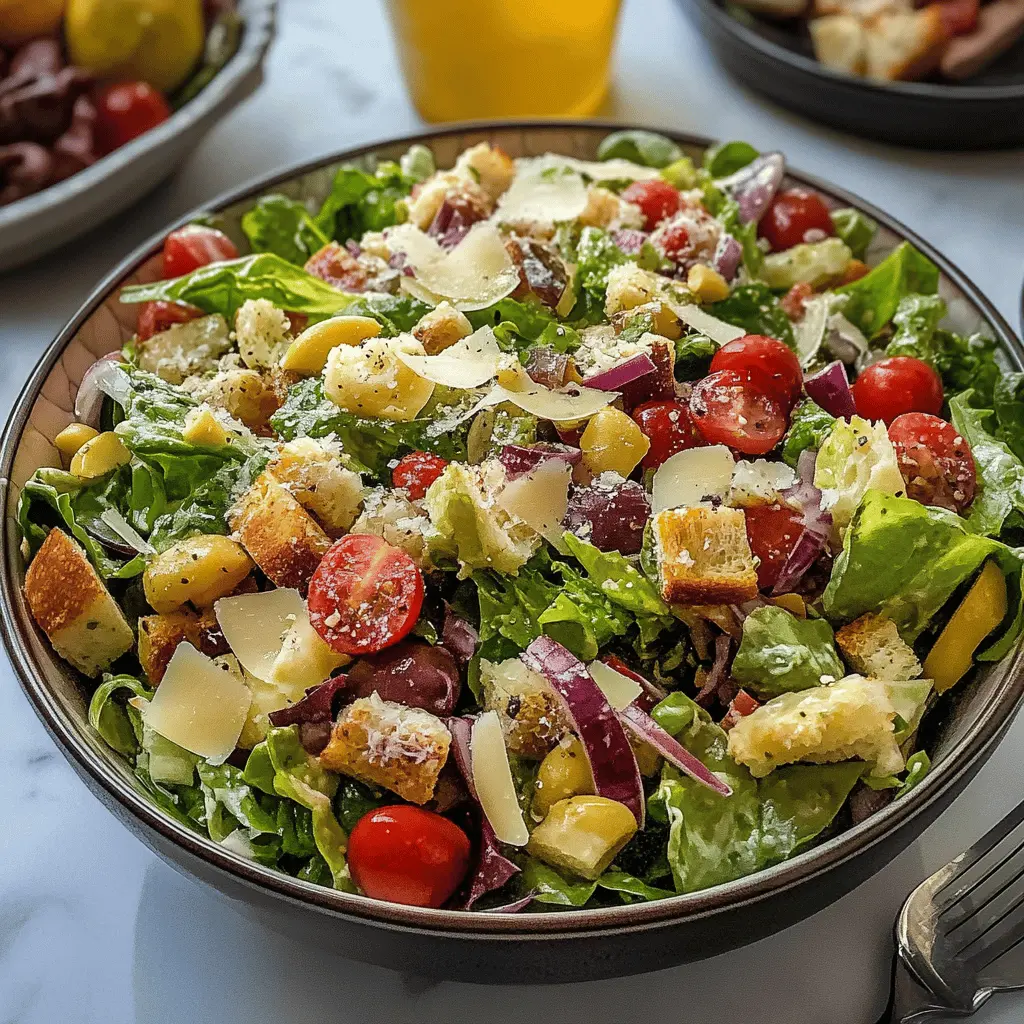 Bright and refreshing, this Italian Chopped Salad is a perfect blend of crisp veggies, savory olives, and tangy cheese, all tossed in a zesty dressing. Ideal for lunch or as a vibrant side for dinner. Save this recipe to bring a burst of flavor to your next meal or gather the family for a picnic! Enjoy the taste of Italy in every bite.