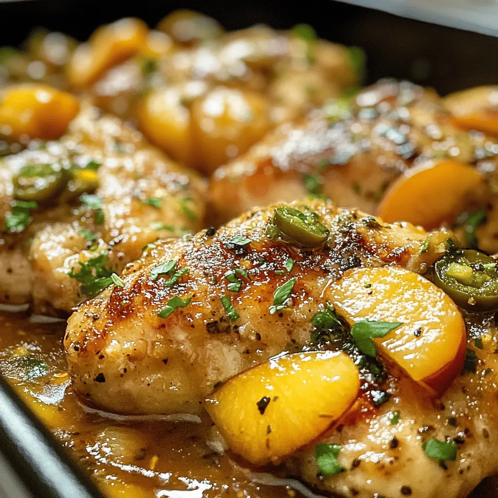 Spice up your dinner with this Jalapeno Peach Chicken recipe! A perfect blend of sweet and spicy, this dish features tender chicken paired with juicy peaches and zesty jalapenos. It's great for family gatherings or weekend cookouts. Save this flavorful recipe now to brighten your weeknight meals!