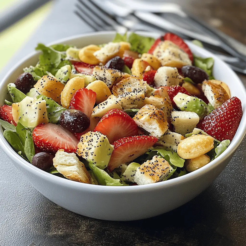 Brighten your day with this refreshing Panera Strawberry Poppyseed Salad! Loaded with fresh strawberries, crunchy pecans, and a light poppyseed dressing, it's a perfect spring or summer dish. Great for picnics, brunches, or even as a light lunch. Save this delicious recipe for a vibrant, healthy meal guaranteed to impress!