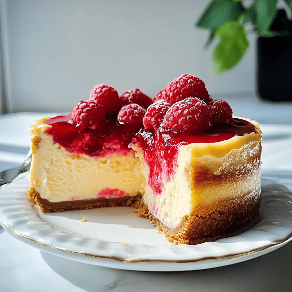 Light and fluffy, this Raspberry Lemon Souffle Cheesecake is a treat that balances tangy lemon zest with sweet, juicy raspberries. Perfect for brunch or a special dessert, it melts in your mouth and impresses every guest. Save this recipe to bring a touch of elegance to your next gathering!