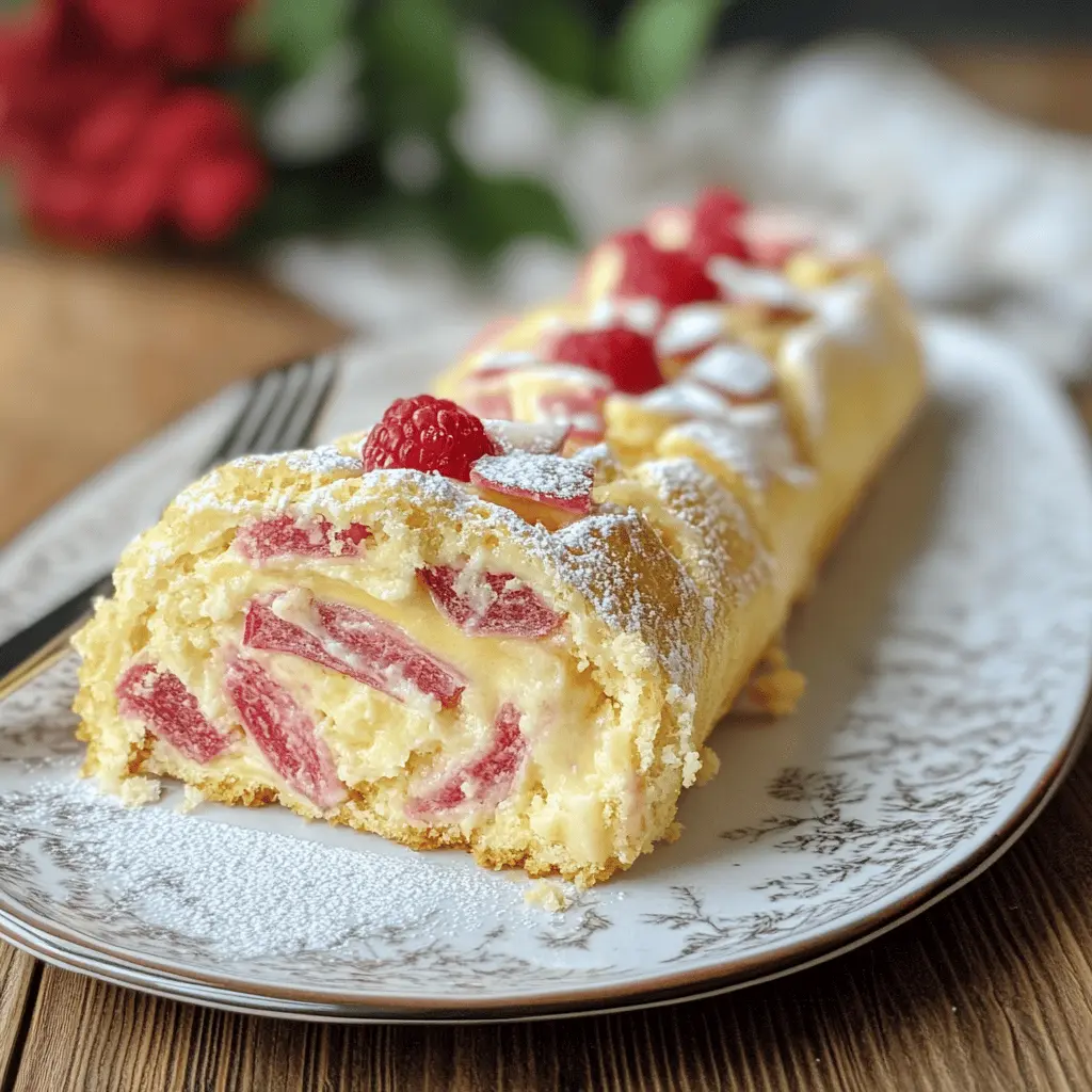 Whip up a delightful Rhubarb and Custard Roulade that combines tangy rhubarb and creamy custard in a stunning dessert! This quick-to-make recipe features the perfect balance of flavors, making it an impressive treat for gatherings or a sweet conclusion to family dinners. Save this easy-to-follow recipe and bring a touch of elegance to your next occasion!
