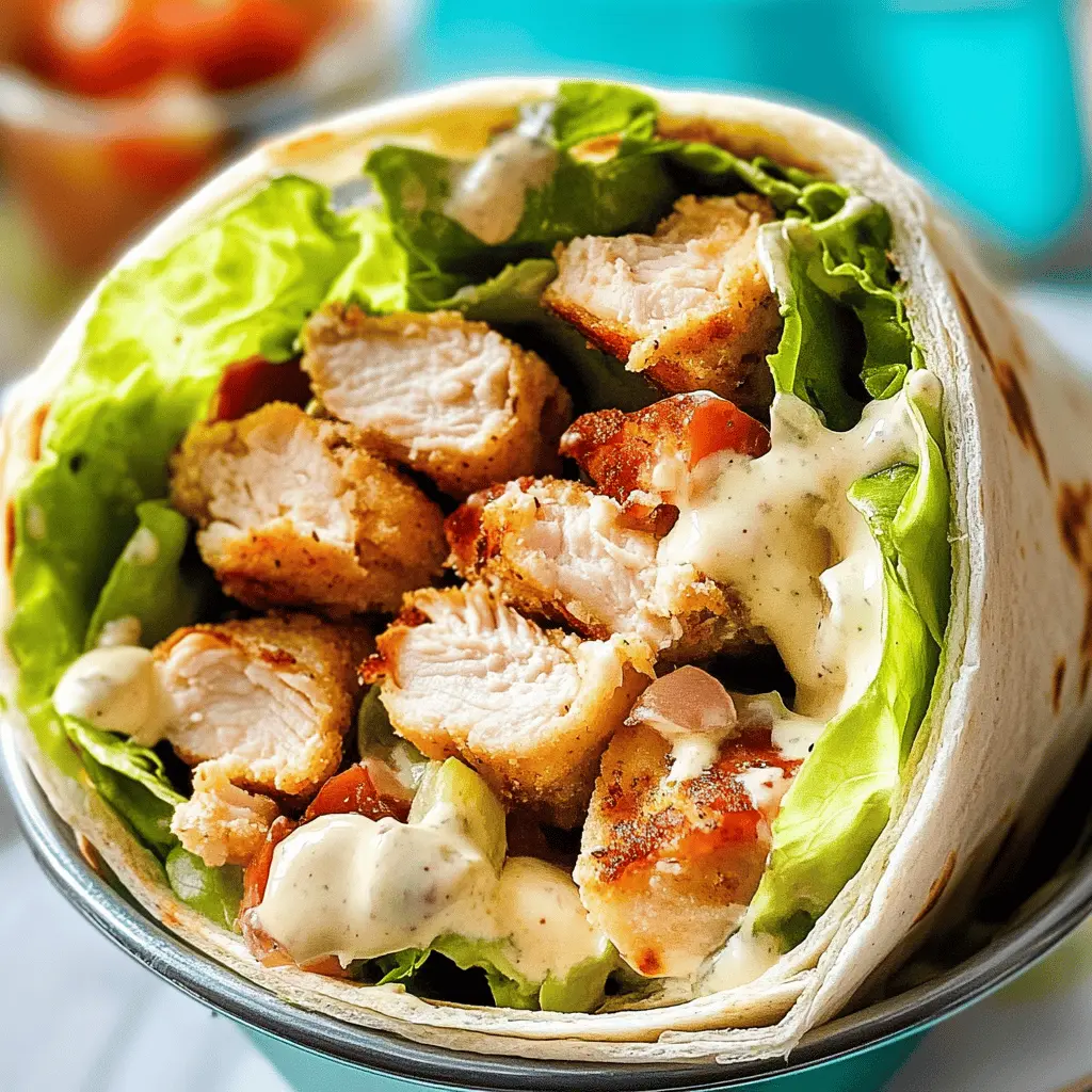 Looking for a quick and delicious meal? This Spicy Chicken Caesar Salad Wrap combines tender chicken, crisp romaine, and zesty dressing all wrapped up for the perfect on-the-go lunch! Packed with flavor and satisfying crunch, it's ideal for busy weeknights or weekend picnics. Save this recipe for your next simple yet tasty meal!