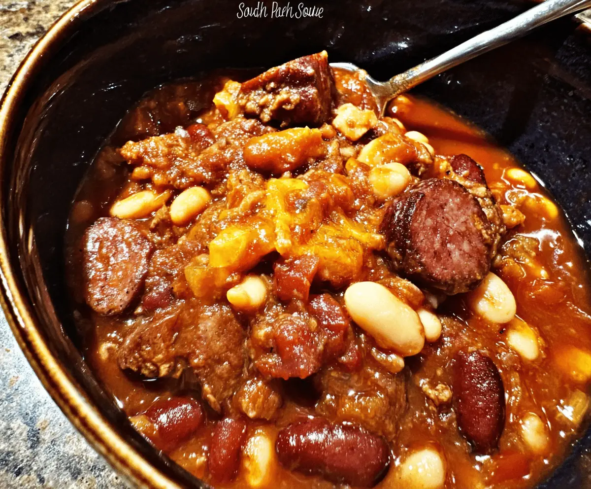 Easy Three Meat Crock Pot Cowboy Beans Recipe