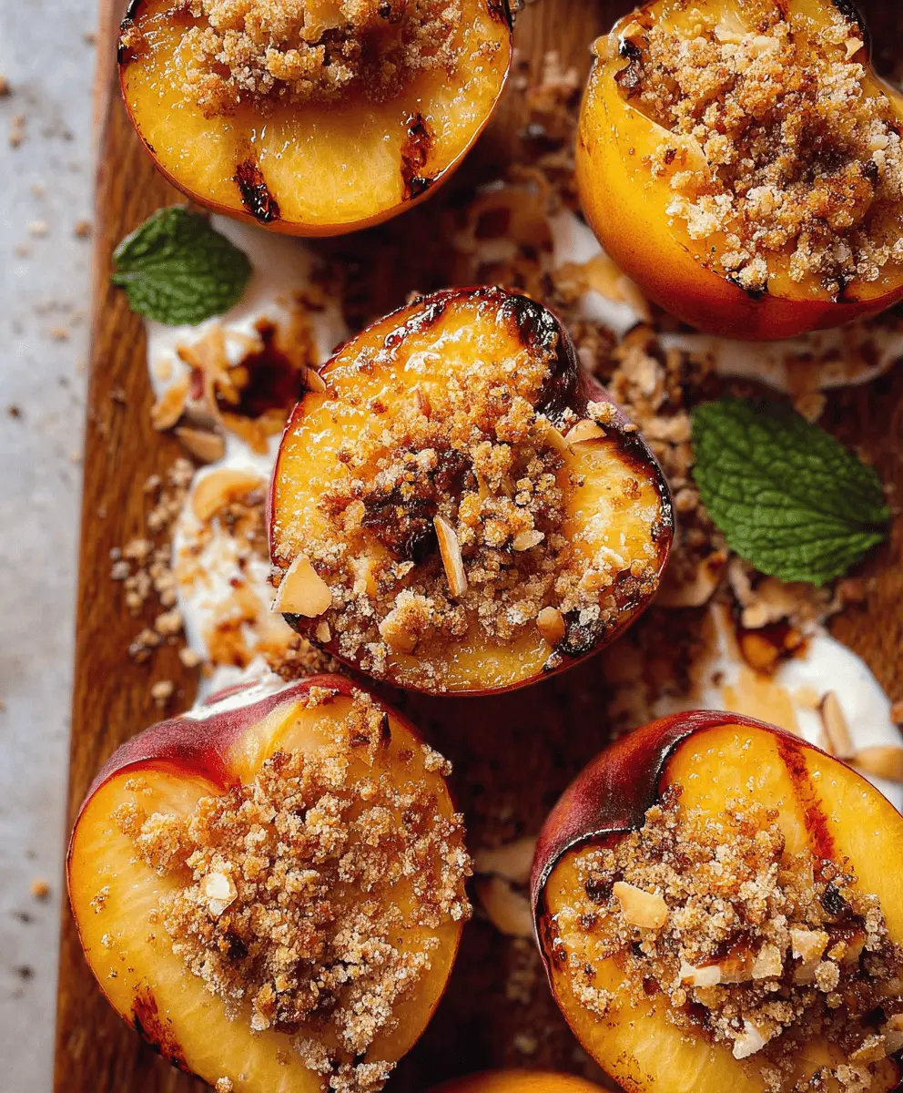 Easy Maple Grilled Peaches with Almond Cookie Crumble