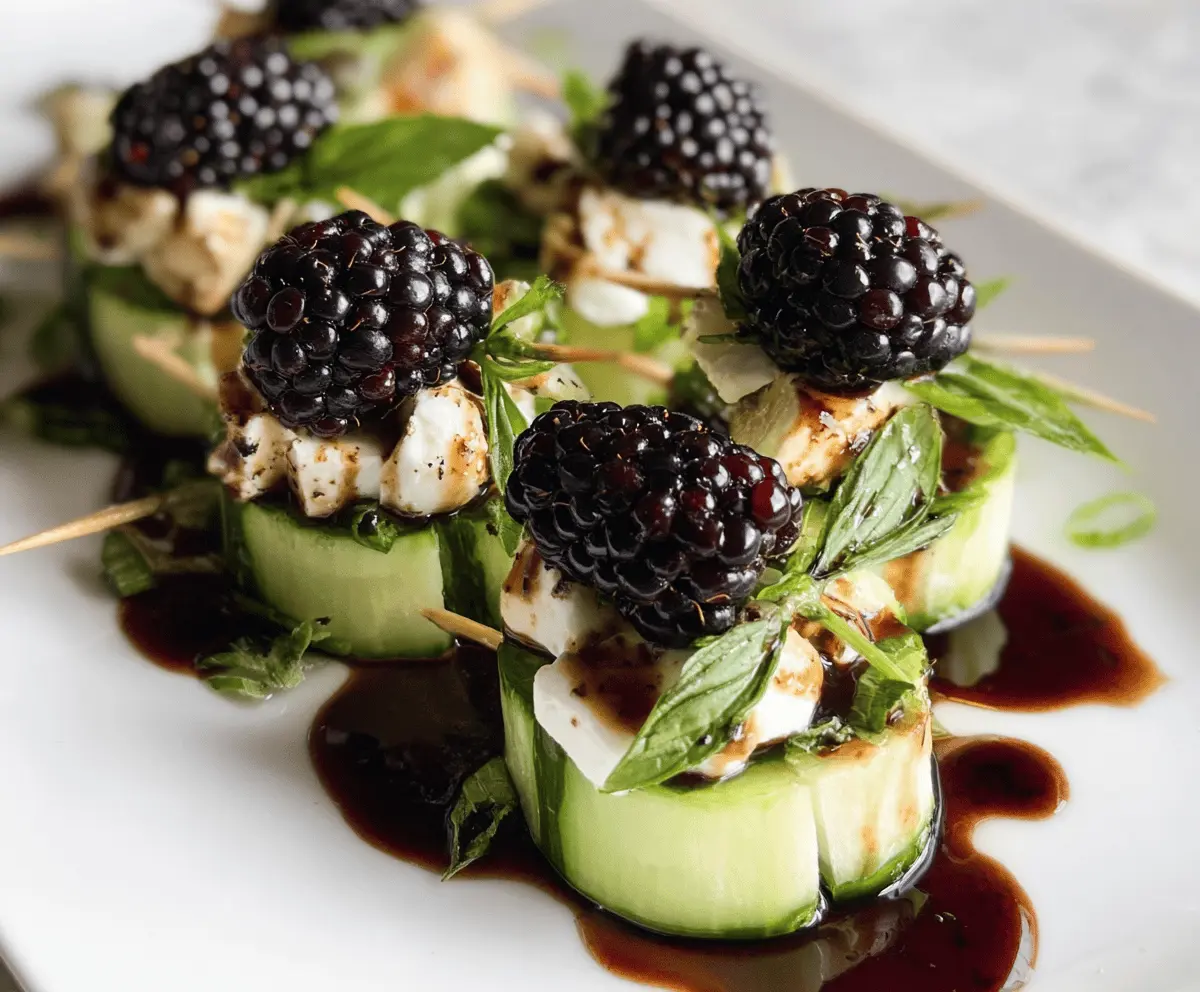 Easy Blackberry Cucumber Caprese Bites
