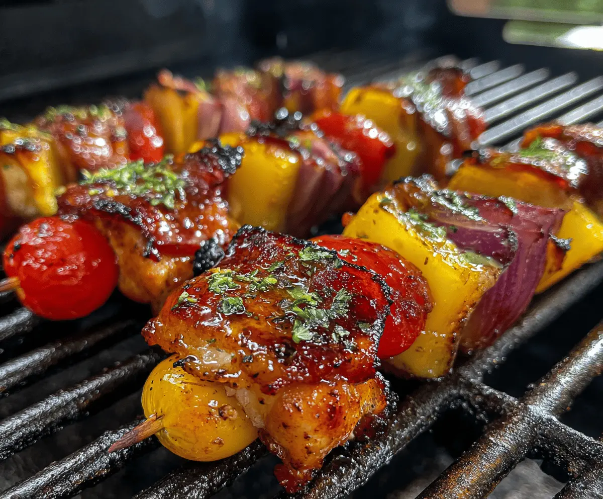 Easy Air Fryer Bacon Wrapped BBQ Chicken Kabobs