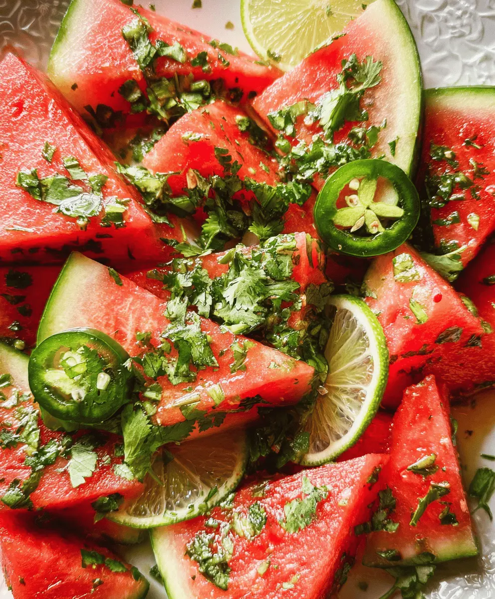 Easy Spicy Watermelon Salad with Cilantro and Lime