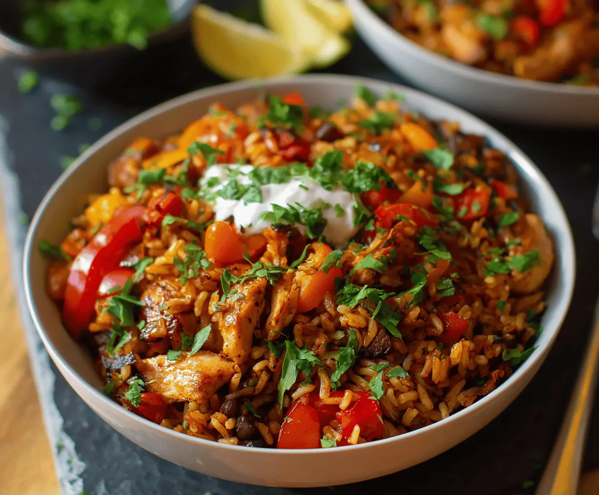 Easy One-Pan Chicken Fajita Rice Bowl