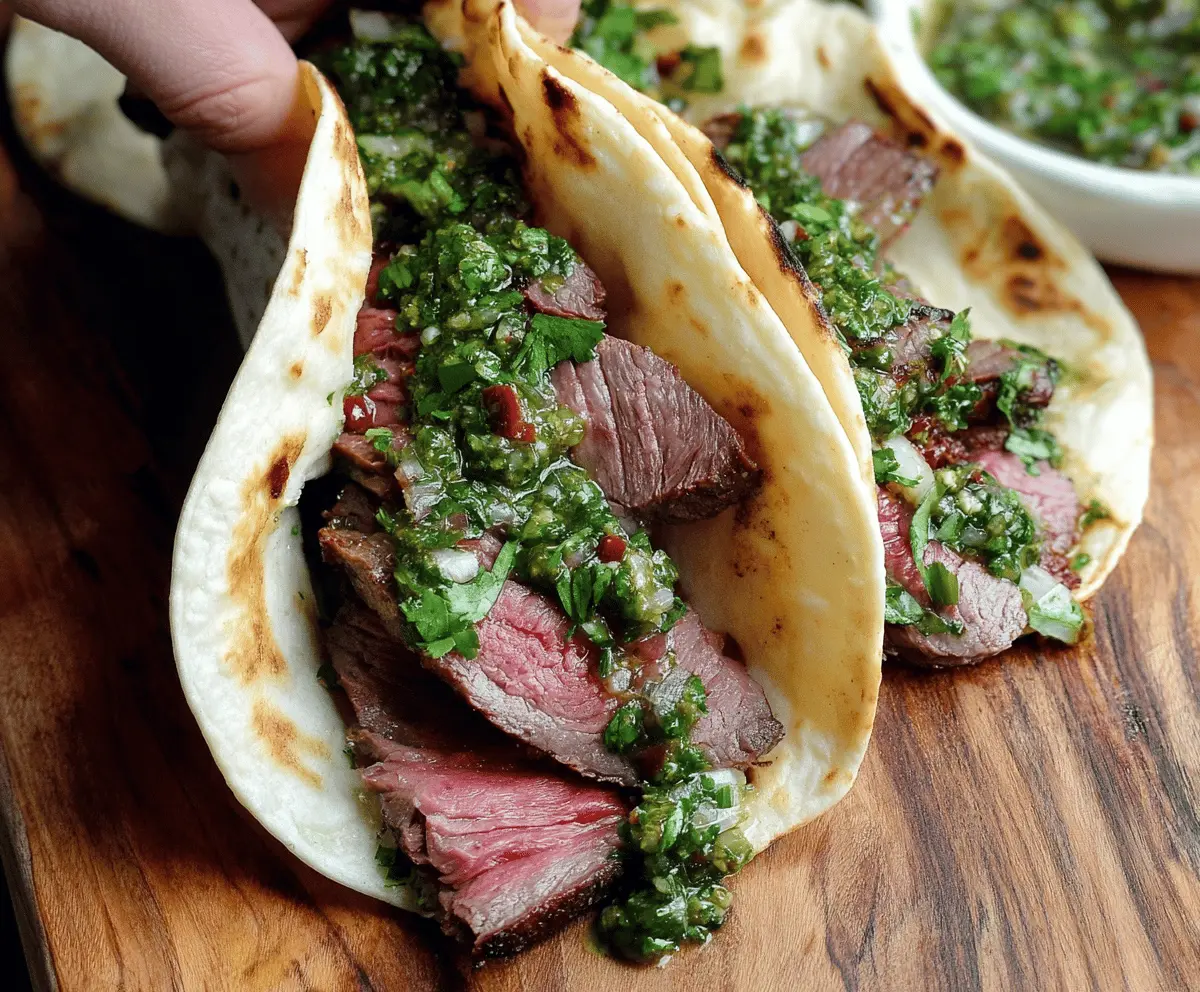 Easy Flank Steak Tacos With Garlicky Cilantro Sauce