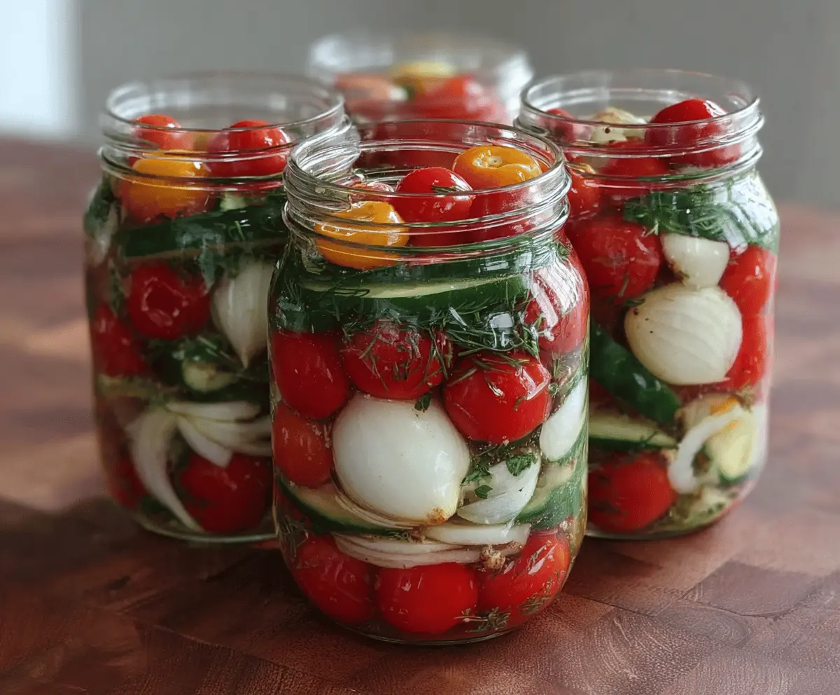 Easy Pickled Cherry Tomatoes, Onions, and Cucumbers Recipe
