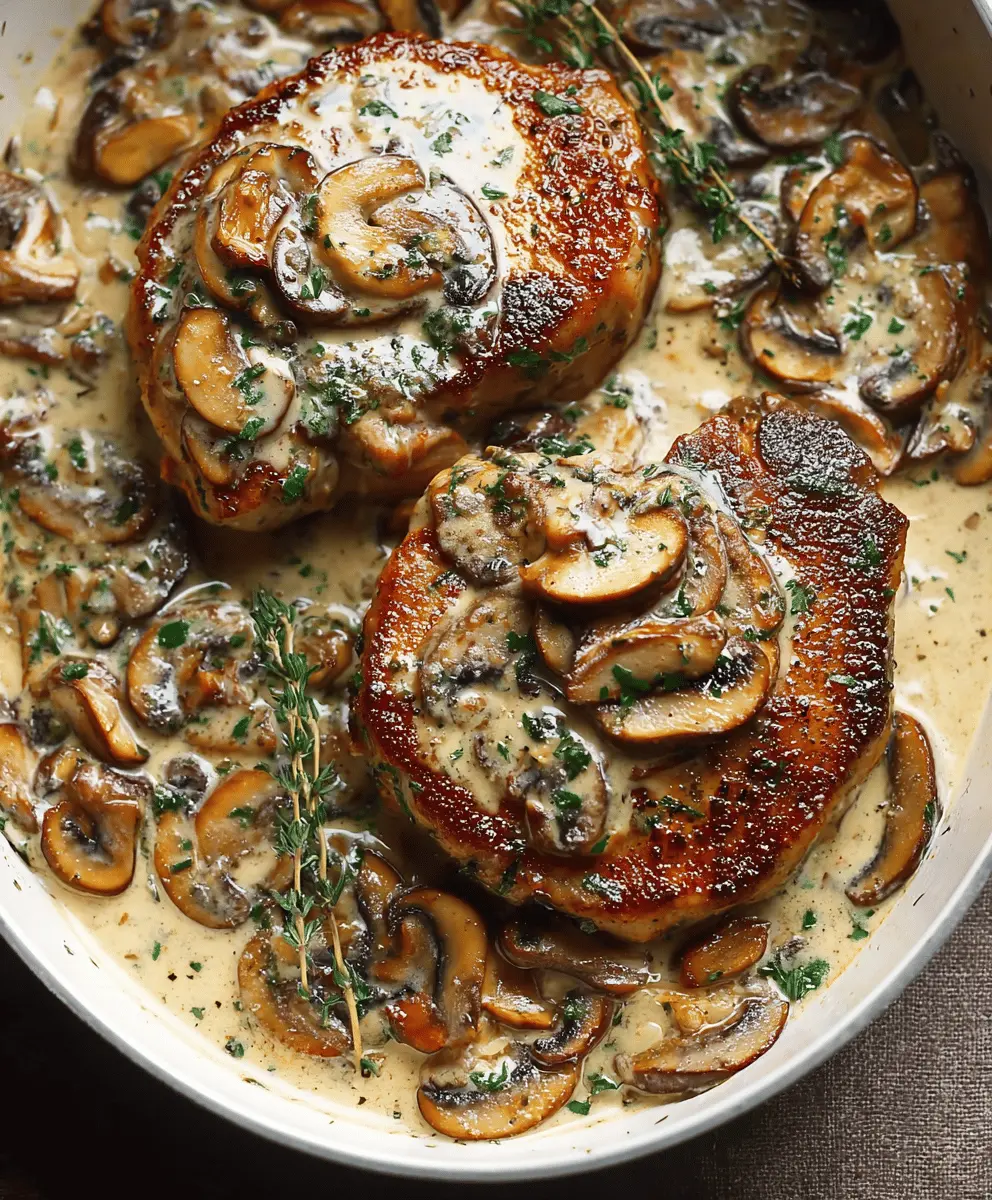 Creamy Garlic Mushroom Pork Chops Recipe