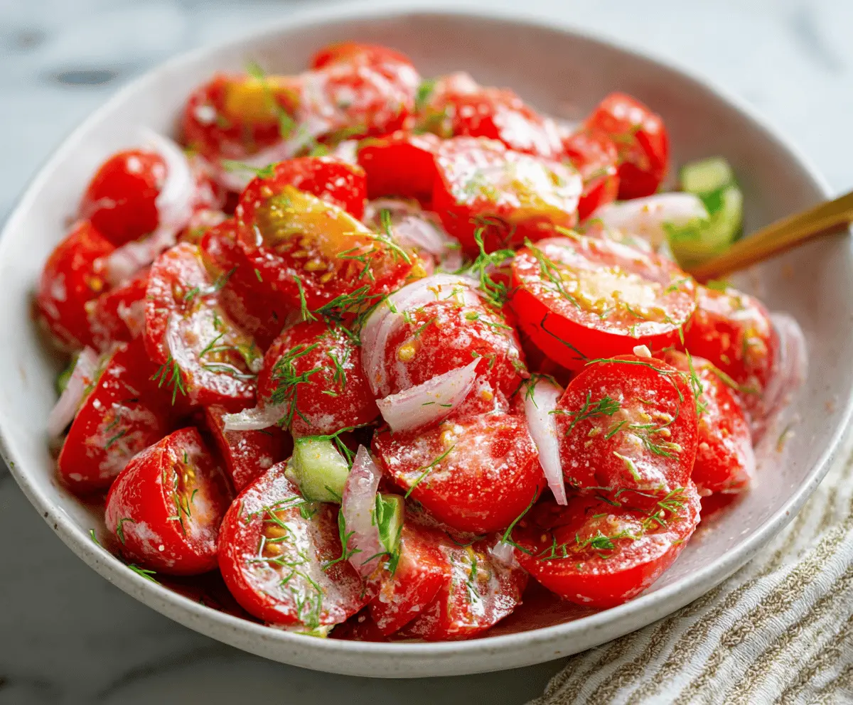 Easy Fresh Tomato Garlic Salad Recipe