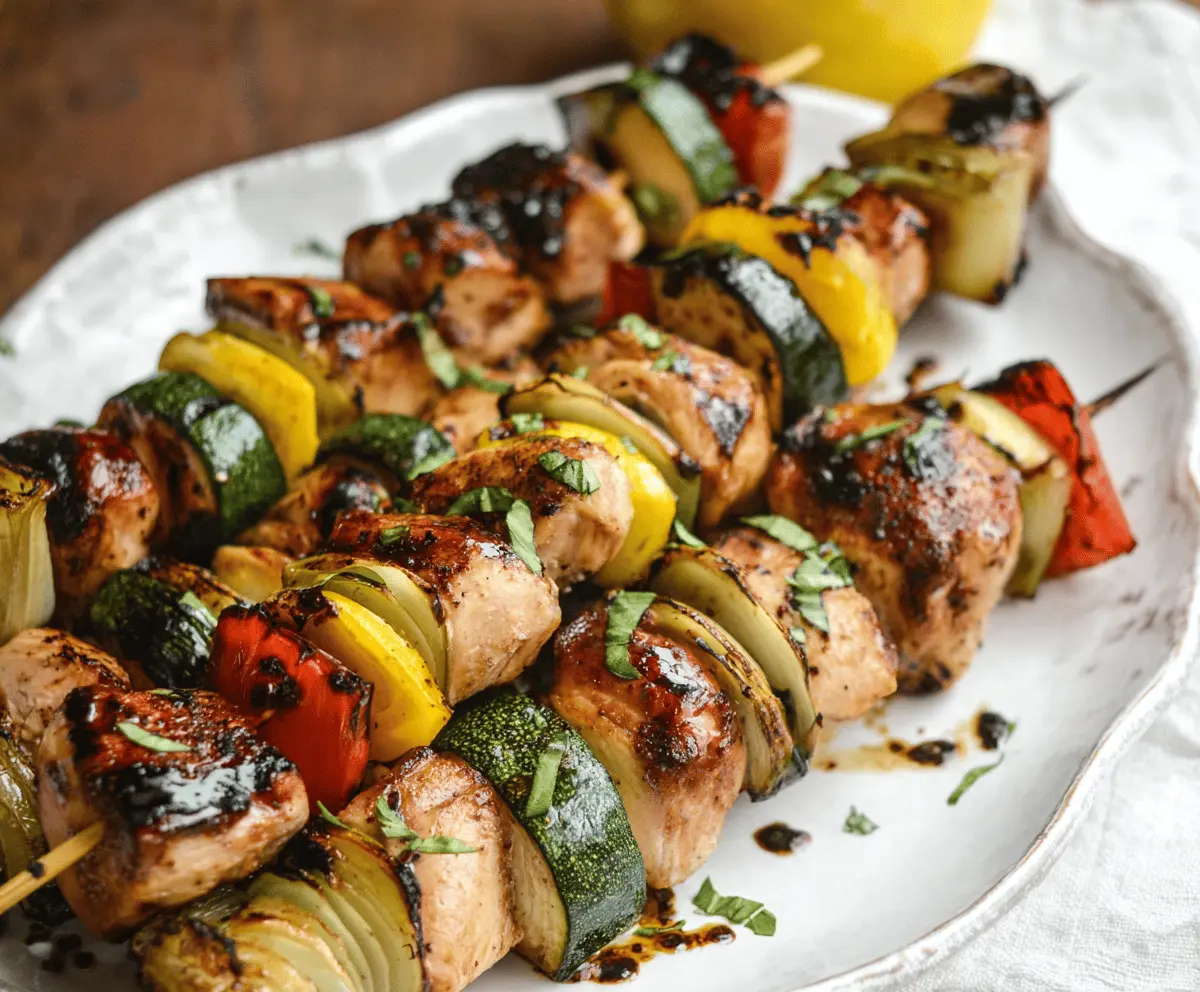 Easy Grilled Garlic Balsamic Chicken Kabobs