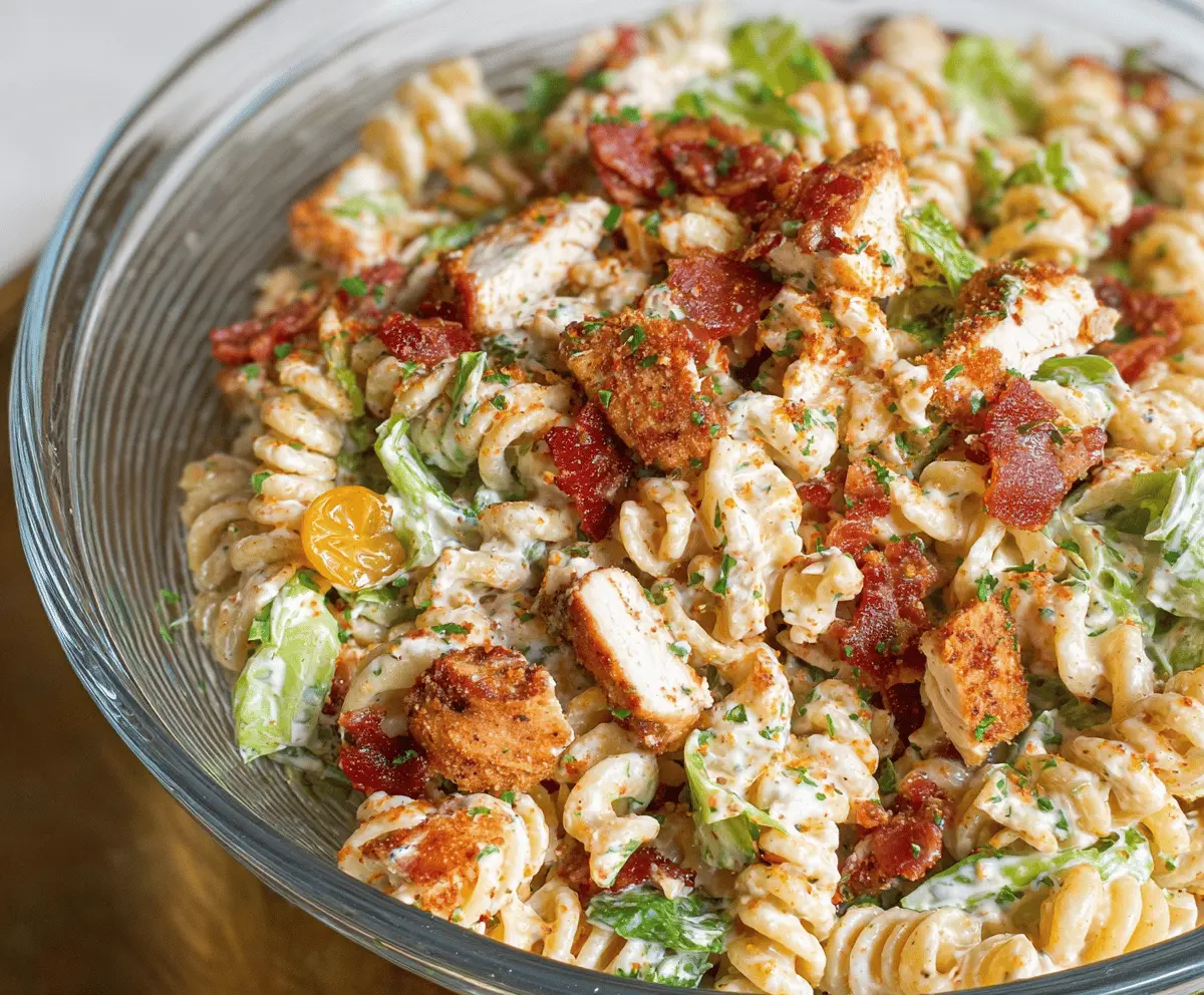 Easy Chicken Bacon Ranch Pasta Salad Recipe