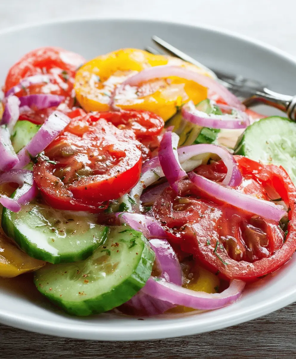 Fresh Cucumber and Heirloom Tomato Salad with Red Onions