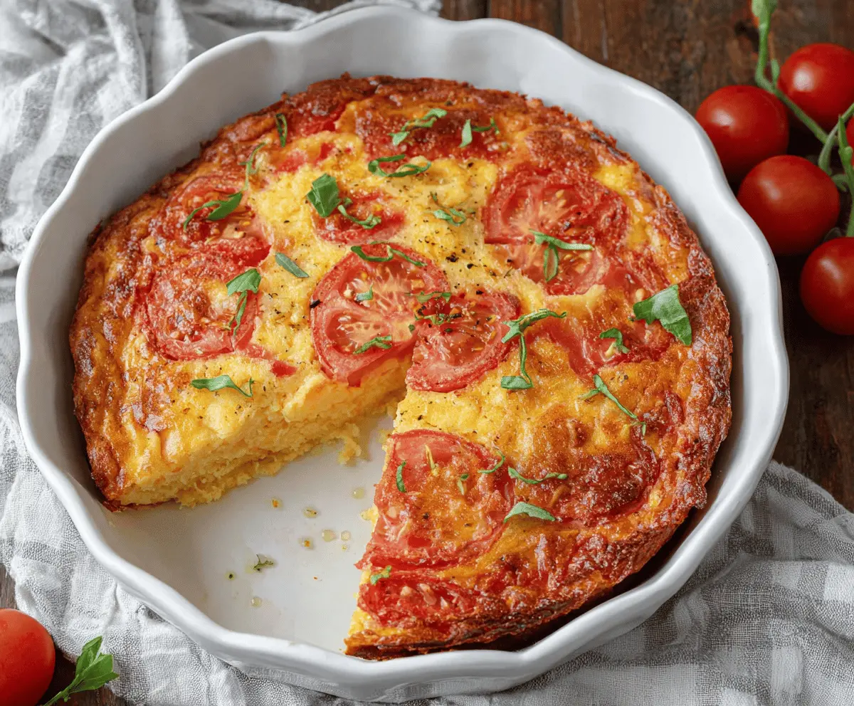 Easy Low Carb Crustless Tomato Pie Recipe