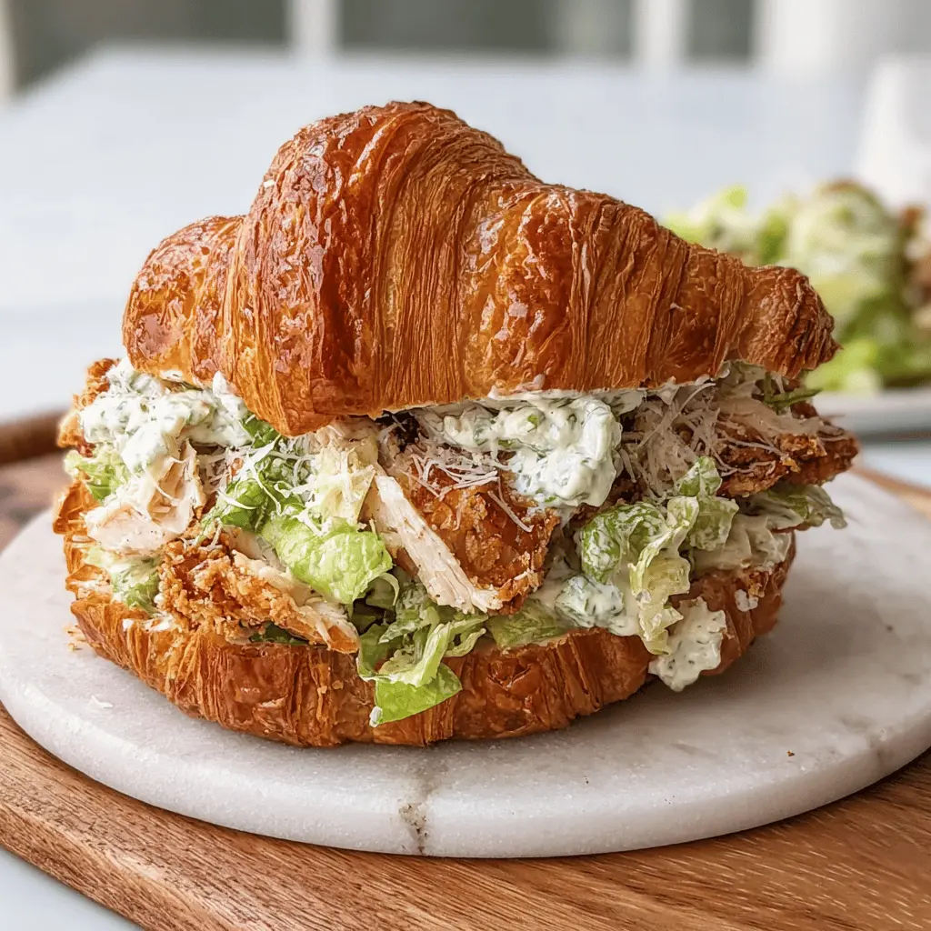 Easy Croissant Chicken Caesar Salad Sandwich Recipe