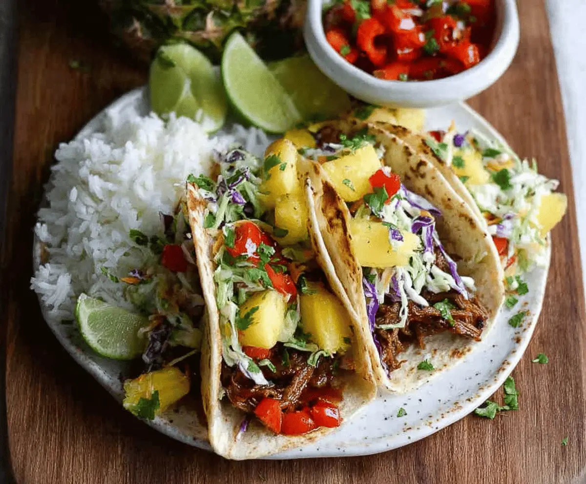 Hawaiian Pork Fajitas with Pineapple Slaw & Coconut Rice