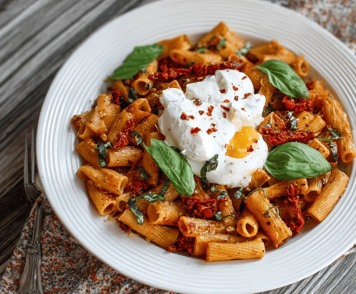 Creamy Lemon Basil Pasta with Sun-Dried Tomatoes and Burrata
