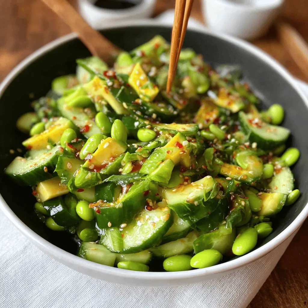 Refreshing Cucumber Edamame Salad with Ginger Dressing