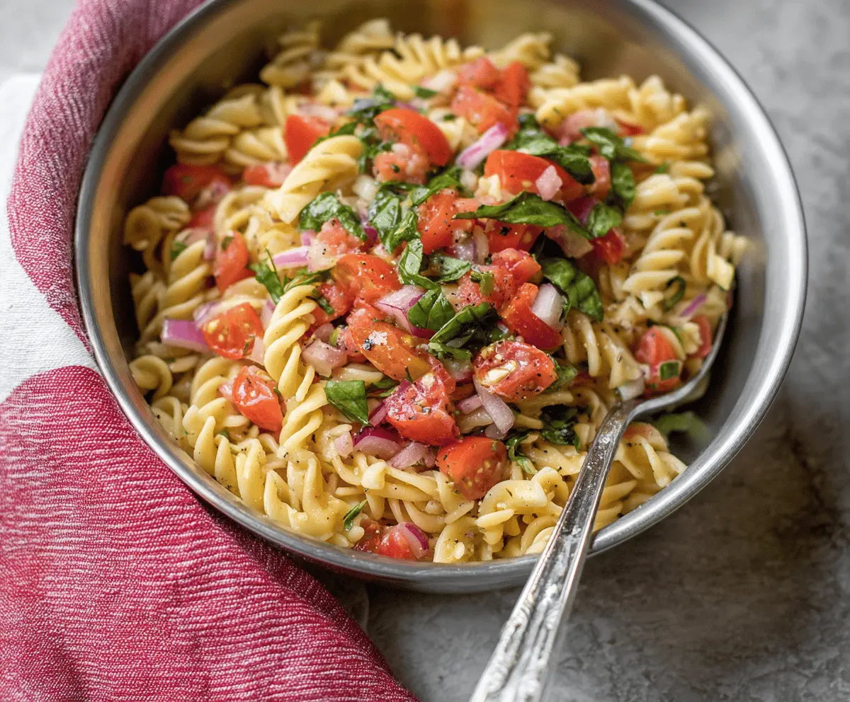 Fresh Bruschetta Pasta Salad Recipe for Summer