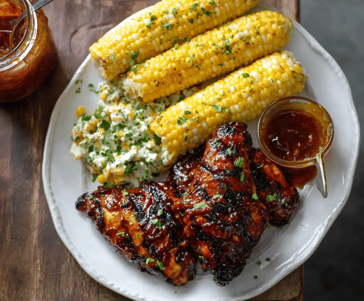 Chipotle BBQ Chicken with Creamy Grilled Corn