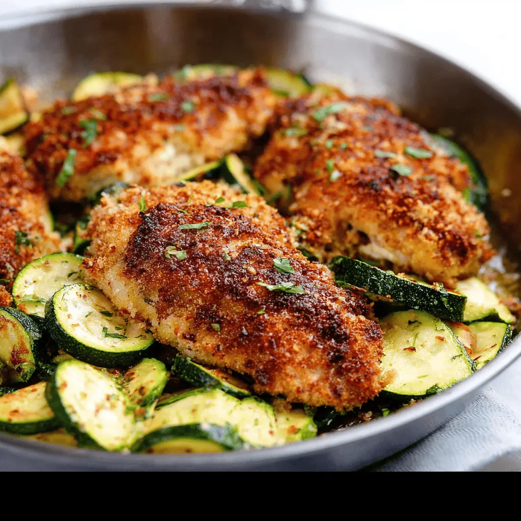 Crispy Garlic Parmesan Chicken with Zucchini