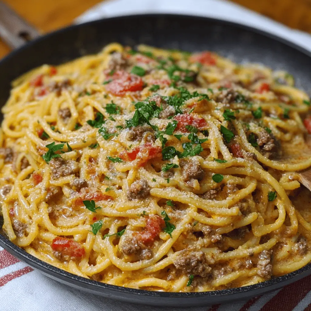 Creamy Italian Spaghetti with Ground Beef One-Pot Meal
