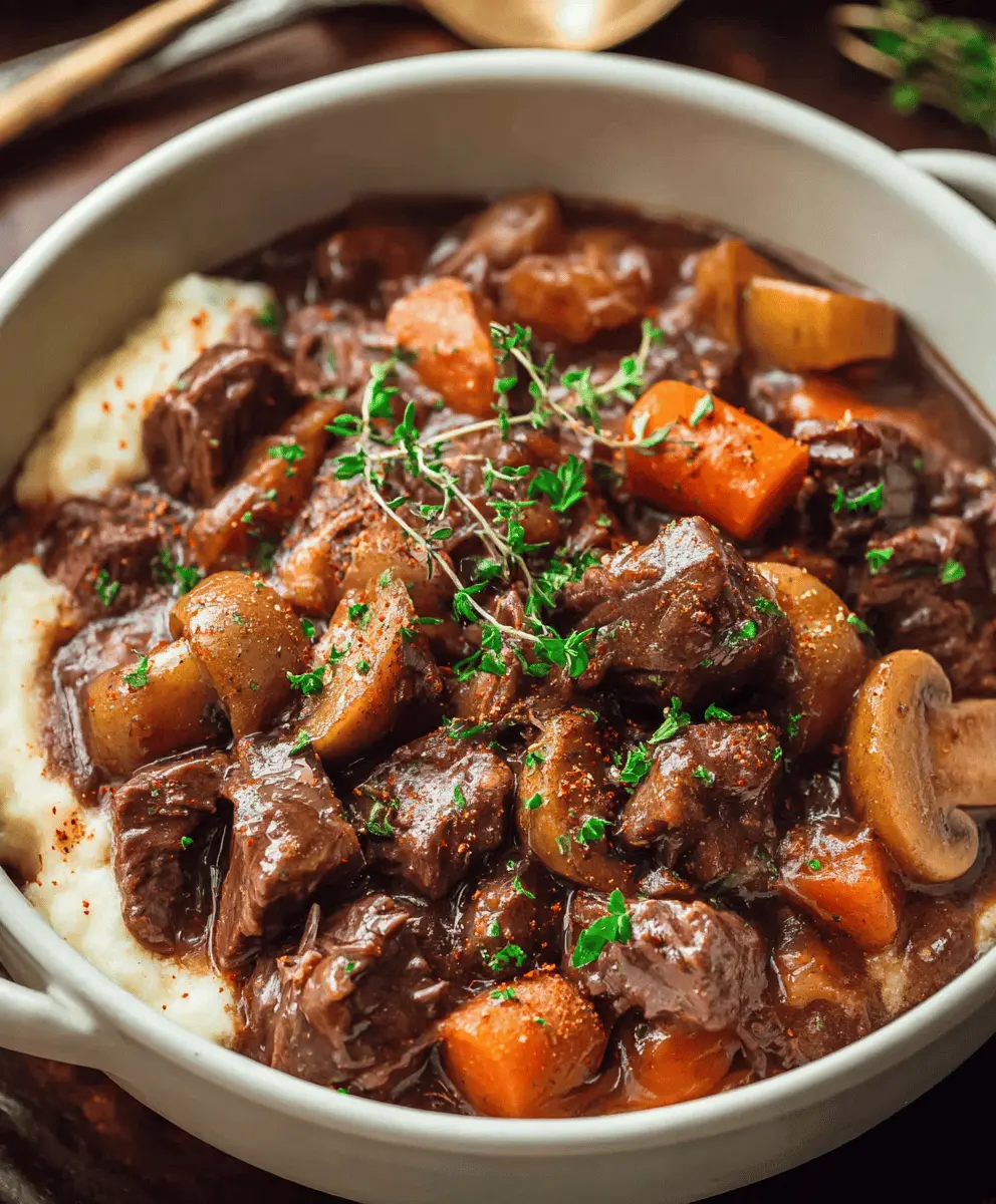 Easy Crockpot Beef Bourguignon Recipe