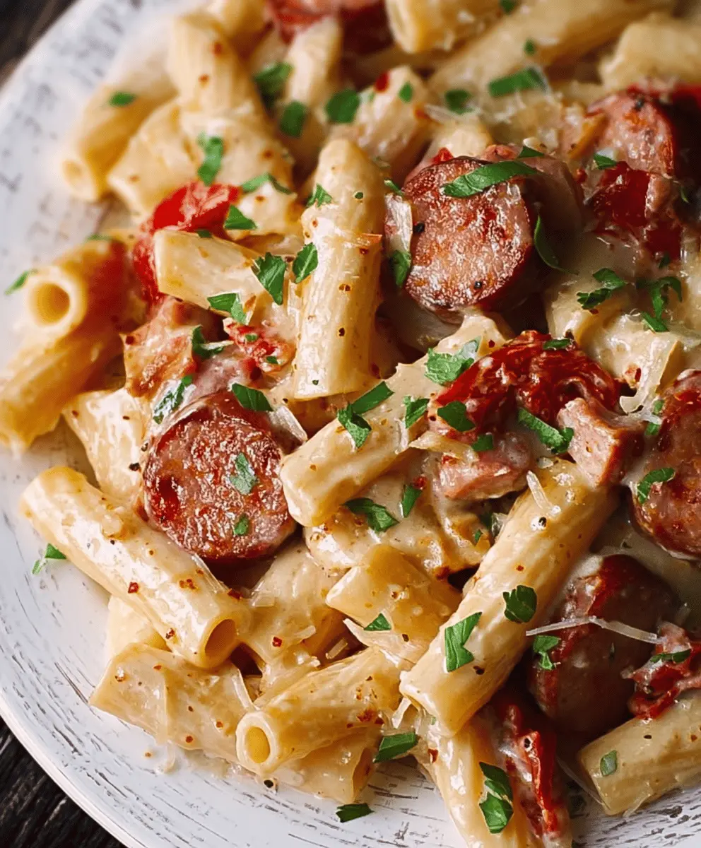 Creamy Mozzarella Pasta with Savory Smoked Sausage