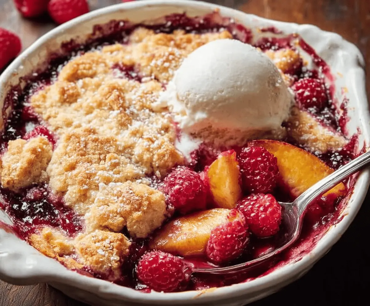 Easy Homemade Raspberry Peach Cobbler Recipe