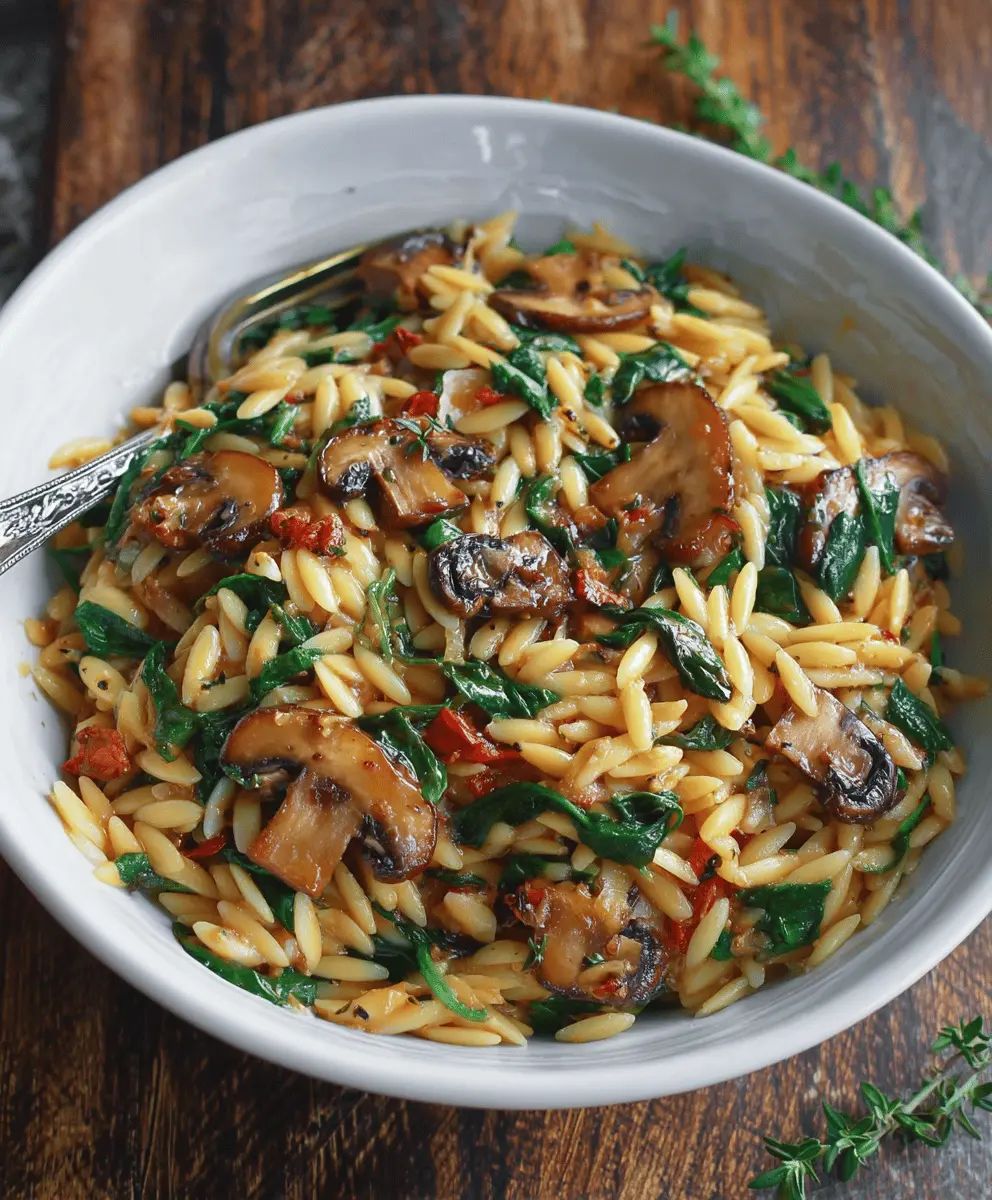 Creamy Spinach Mushroom Orzo Recipe