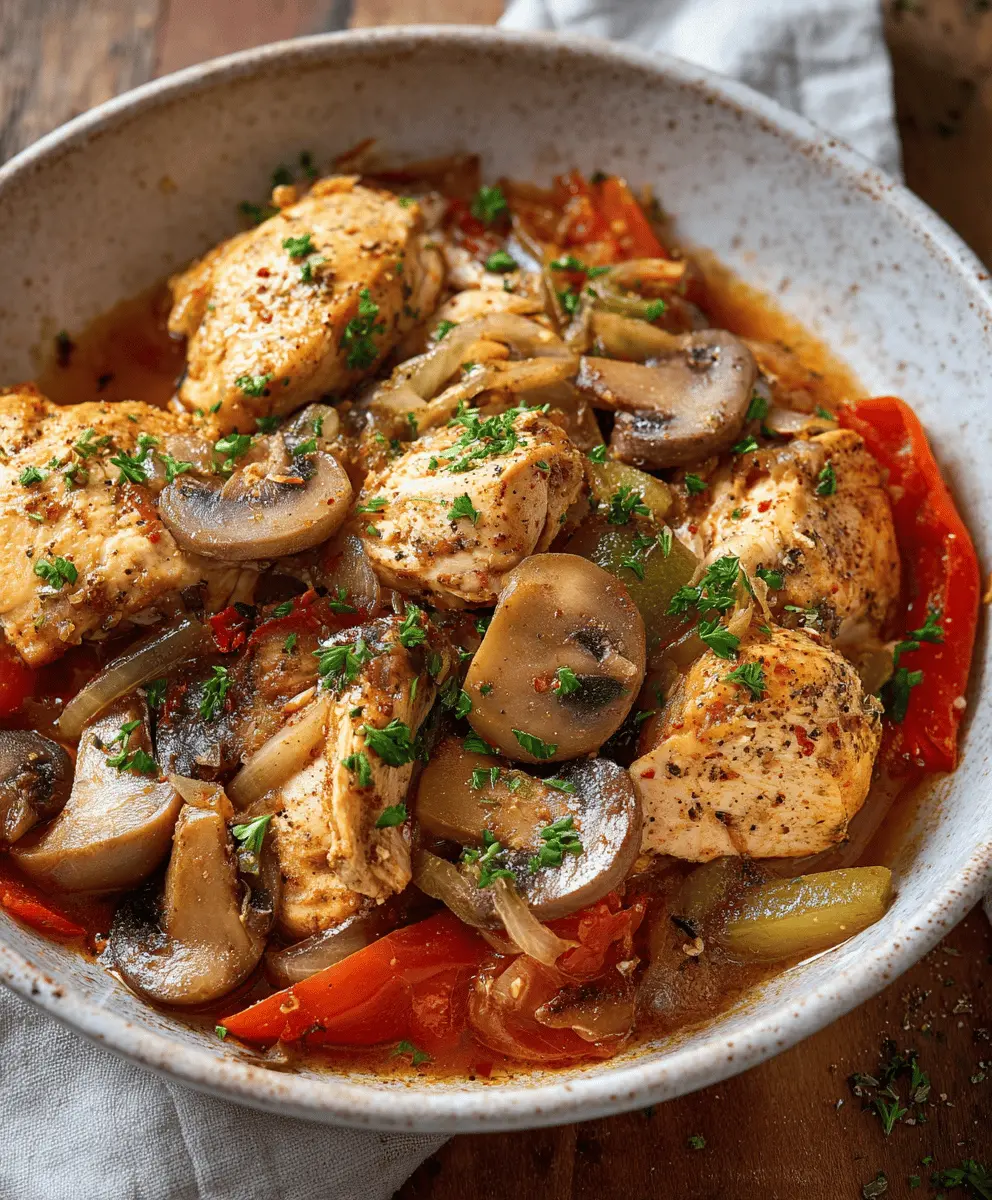 Easy Crockpot Chicken with Peppers & Mushrooms for Clean Eating