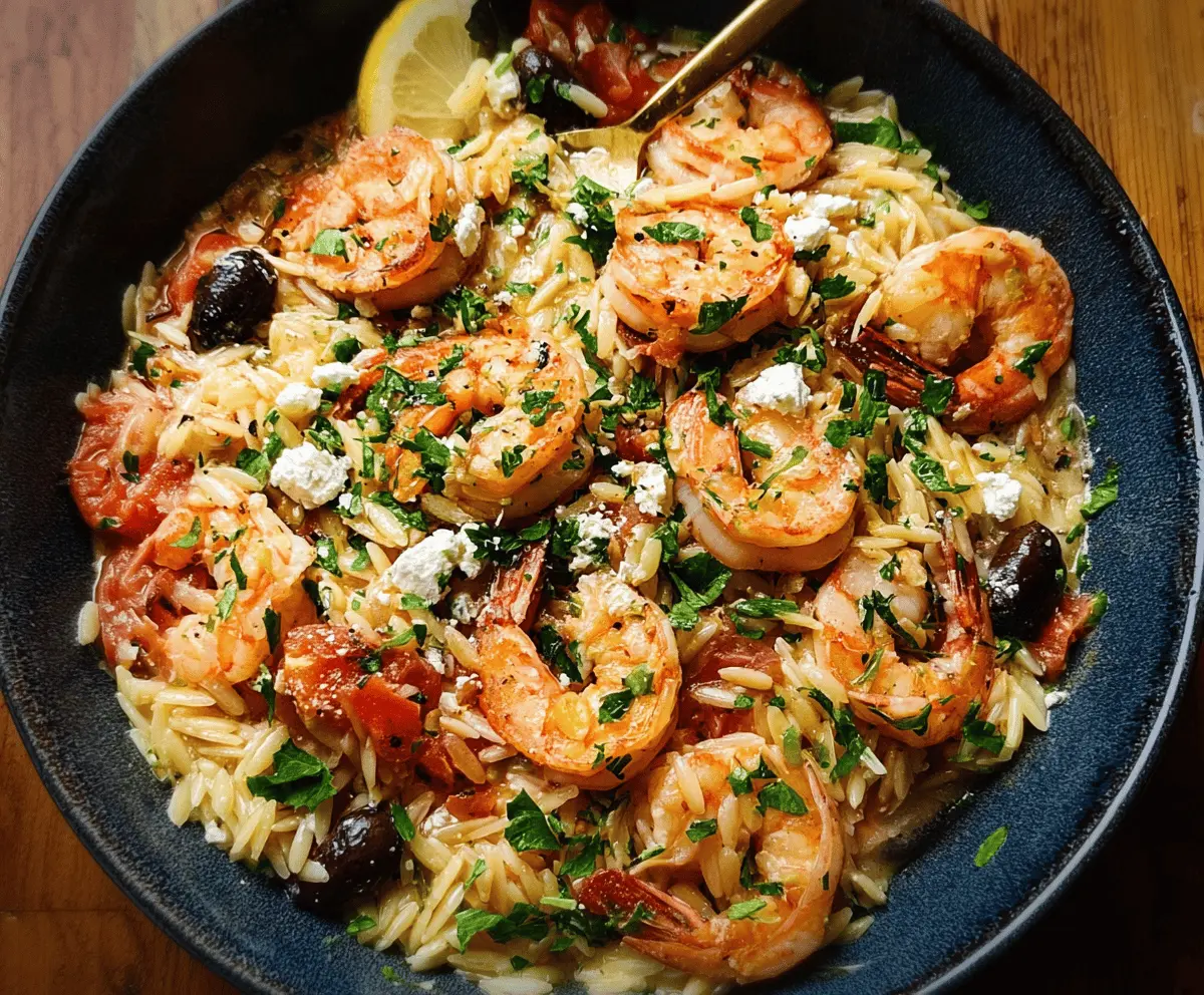 Greek Shrimp with Orzo, Feta & Tomatoes Recipe