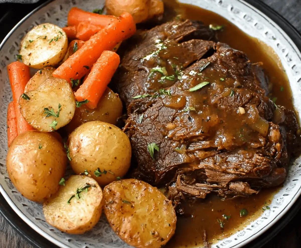 Easy Crock Pot Pot Roast with Delicious Gravy