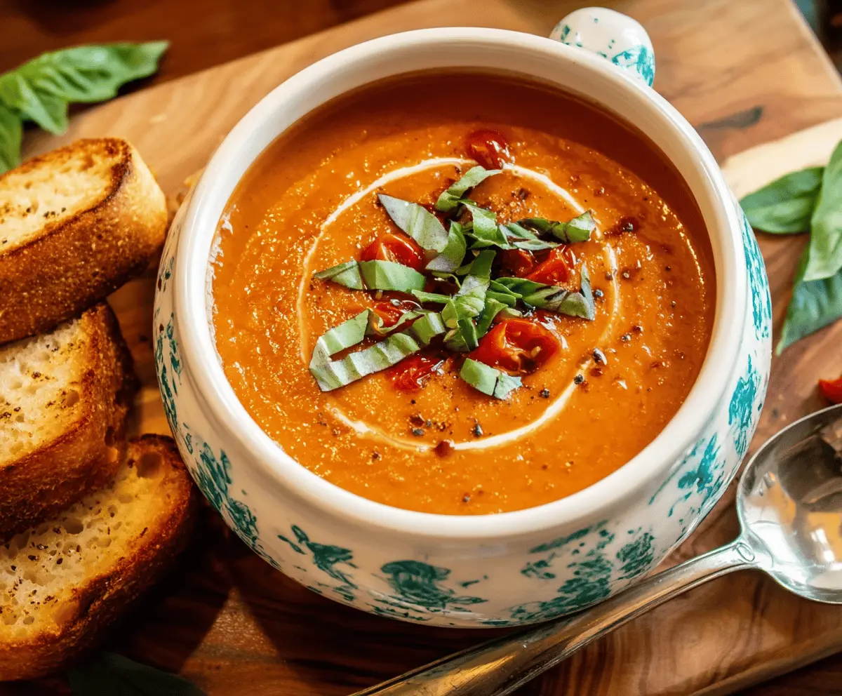 Creamy Roasted Tomato Basil Soup Recipe