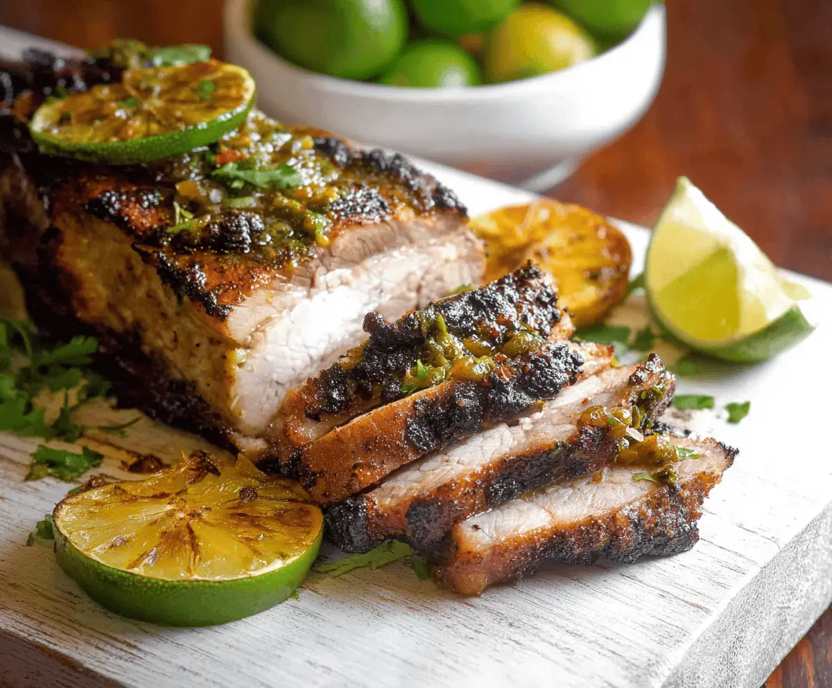 Juicy Cuban Mojo Pork shoulder marinated with citrus and herbs, ready to serve