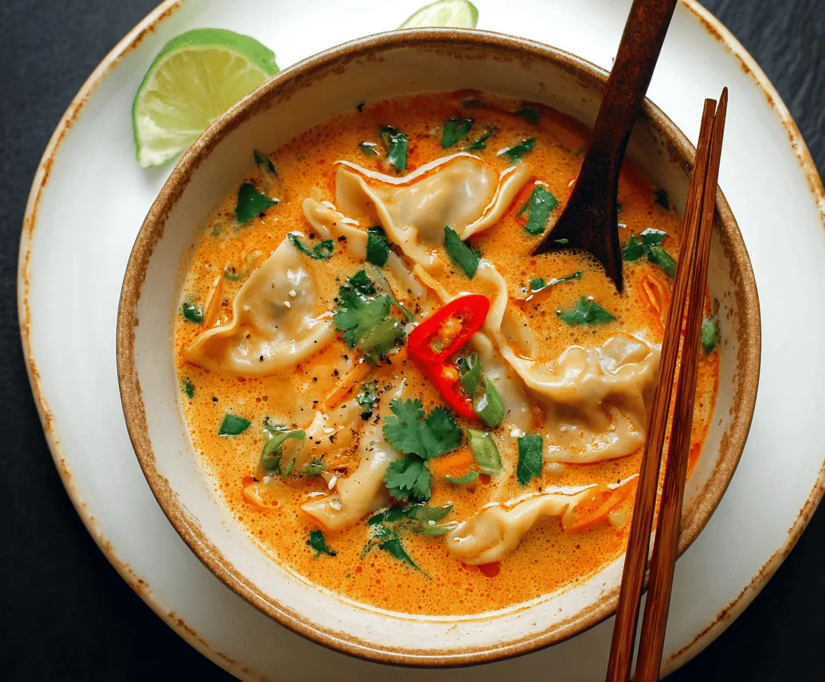 Red Curry Pot Sticker Soup