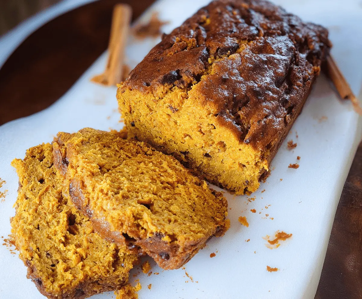 A slice of moist sweet potato cinnamon bread with a golden crust, topped with cinnamon sugar, on a rustic wooden background.