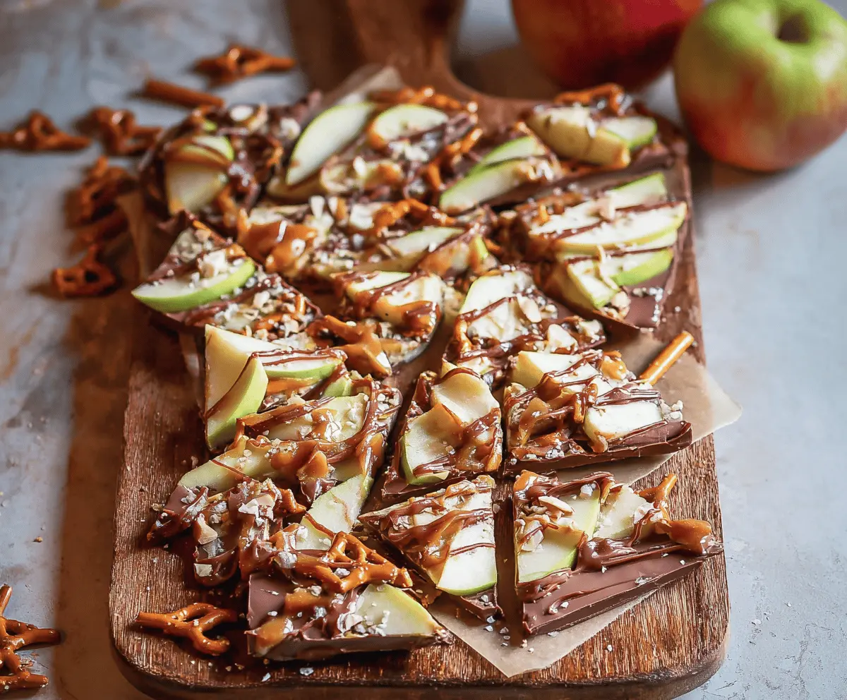 Caramel Apple Bark With Pretzels