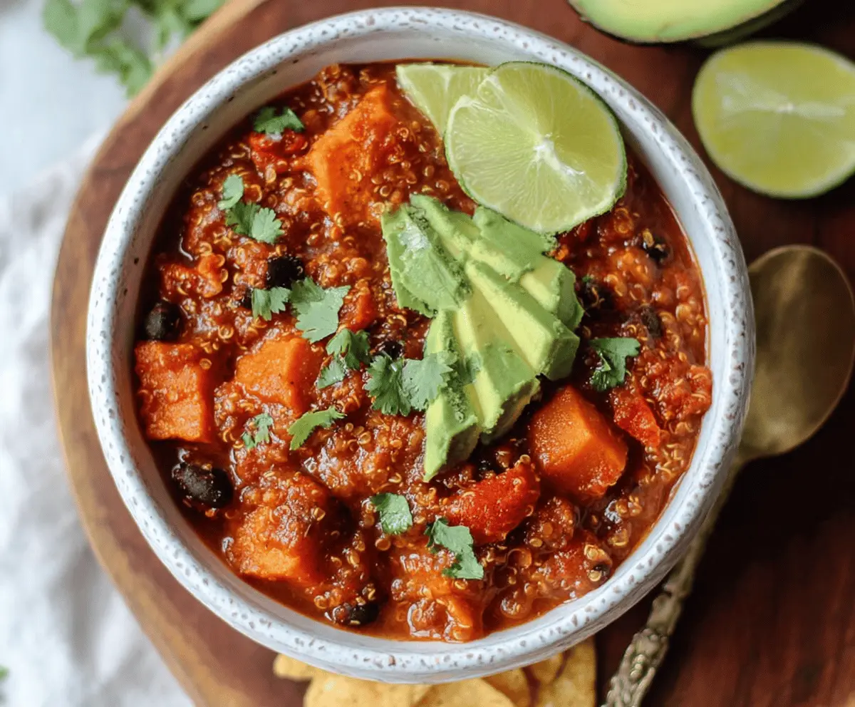 Crockpot Sweet Potato & Black Bean Quinoa Chili