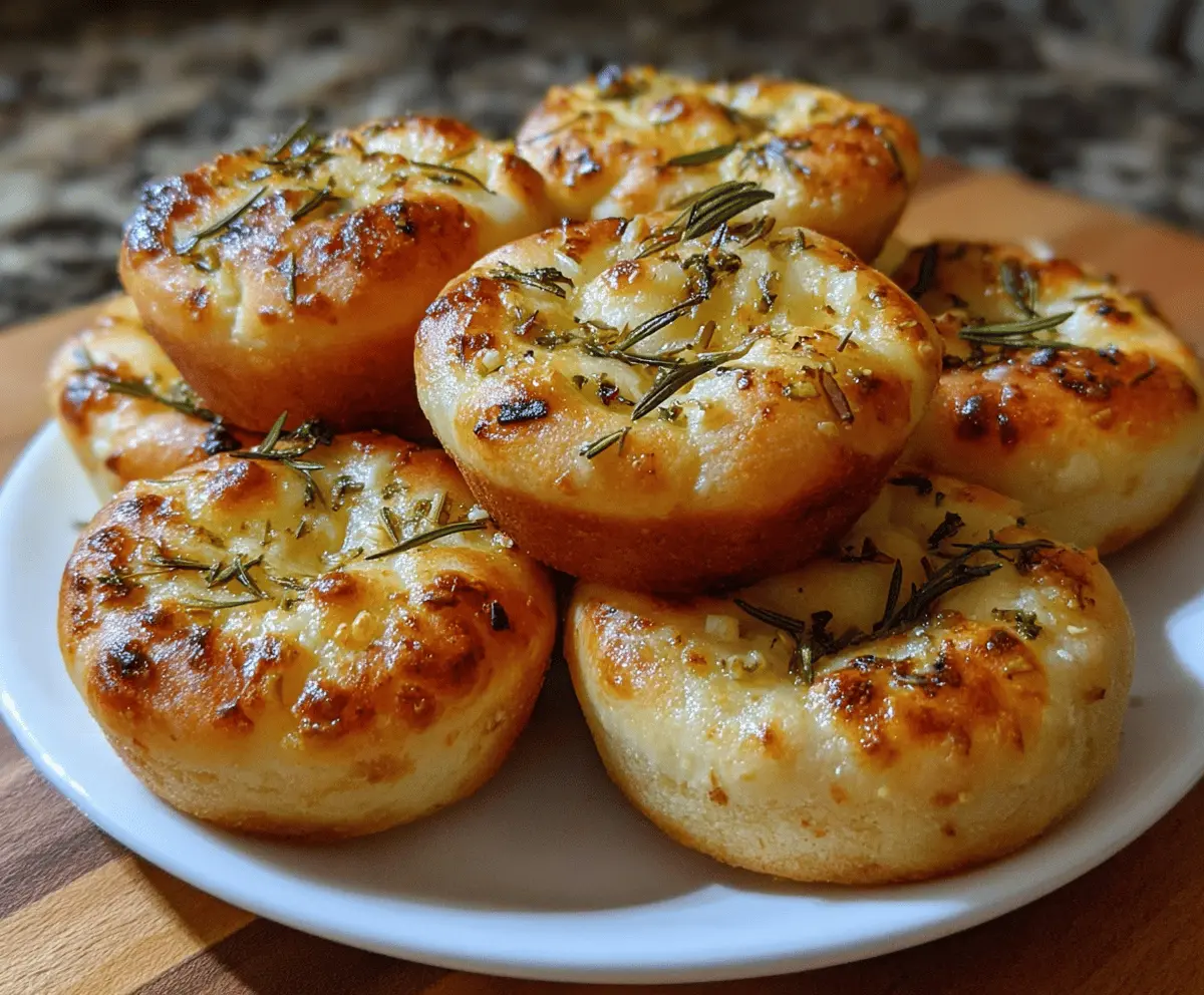 Golden Crust Garlic Rosemary Focaccia Muffins
