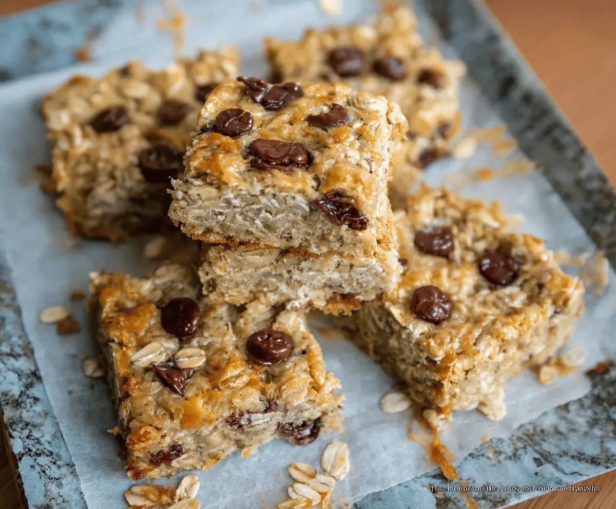 Delicious homemade healthy oatmeal bars with fresh fruits and nuts, perfect for a nutritious breakfast on the go.