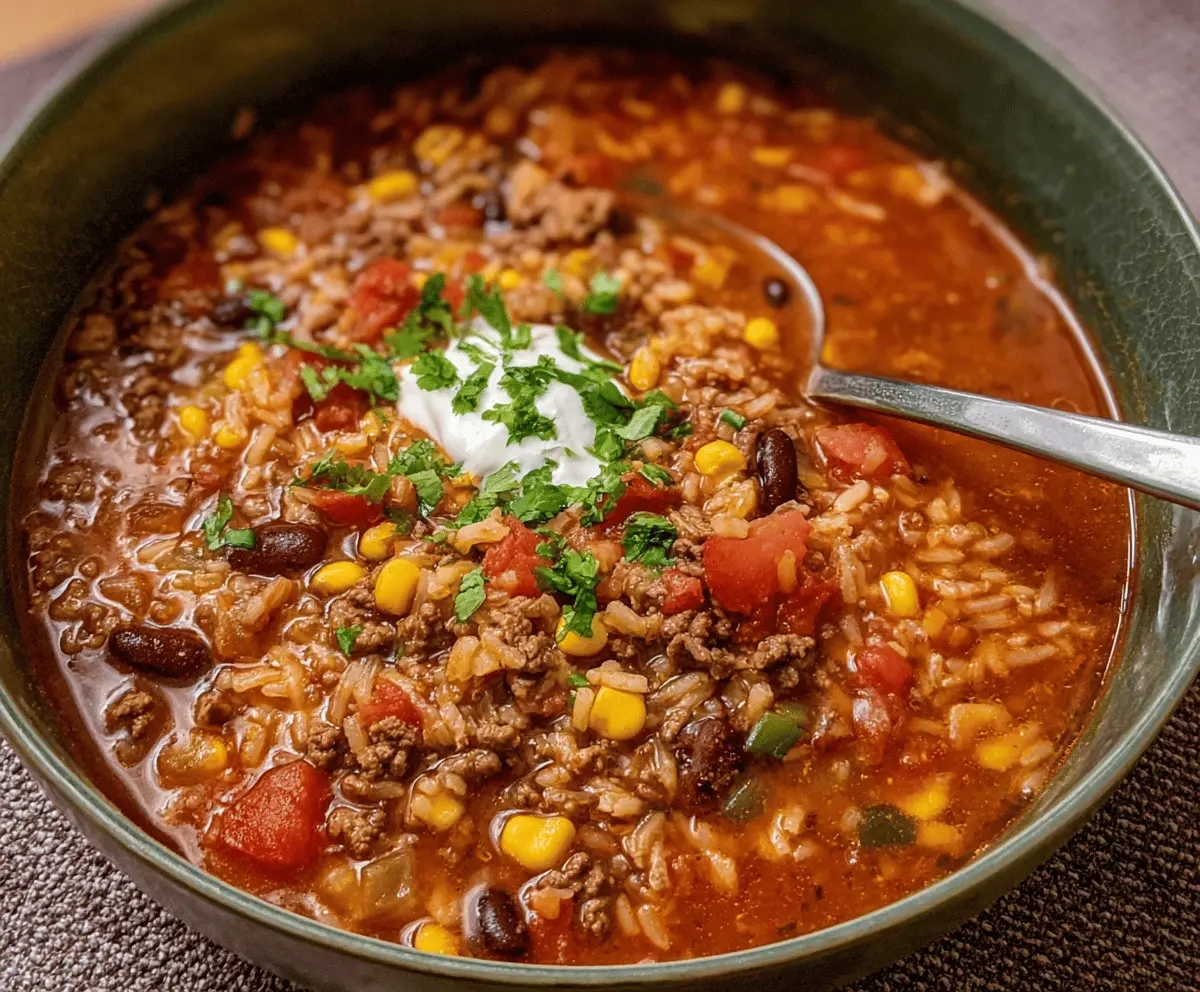Mexican Beef and Rice Soup